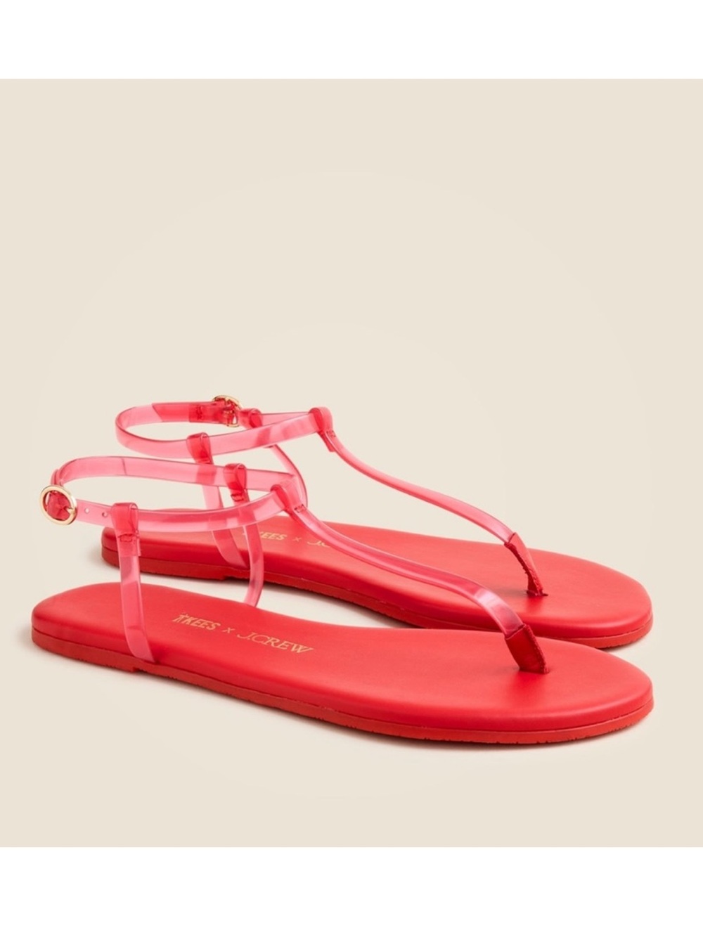 Limited-edition TKEES X J.Crew jelly sandals Vintage Red